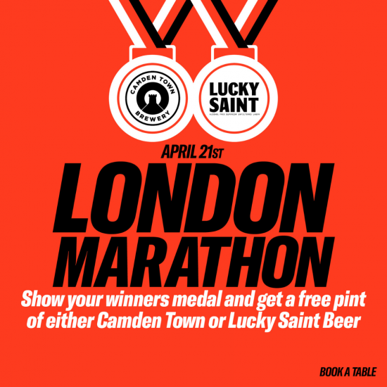 LONDON MARATHON – GET A FREE PINT WHEN YOU SHOW YOUR FINISHERS MEDAL